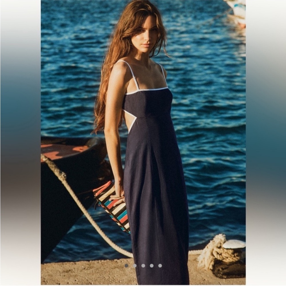 Anthropologie Blue and White Spaghetti Strap Sundress